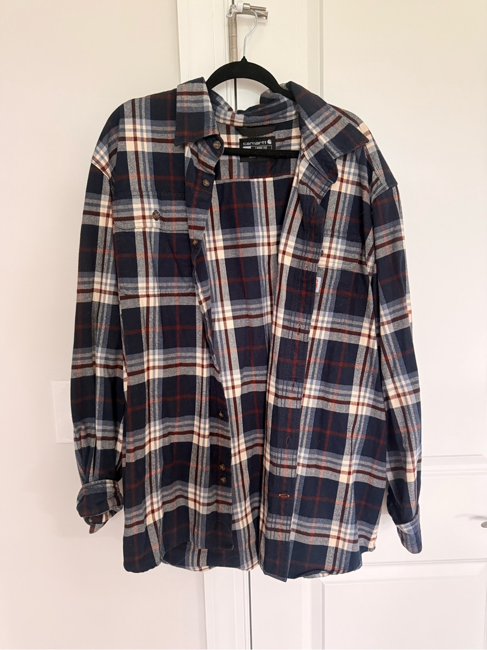 Carhartt Navy, White & Brown Plaid Lightweight Shirt Jacket